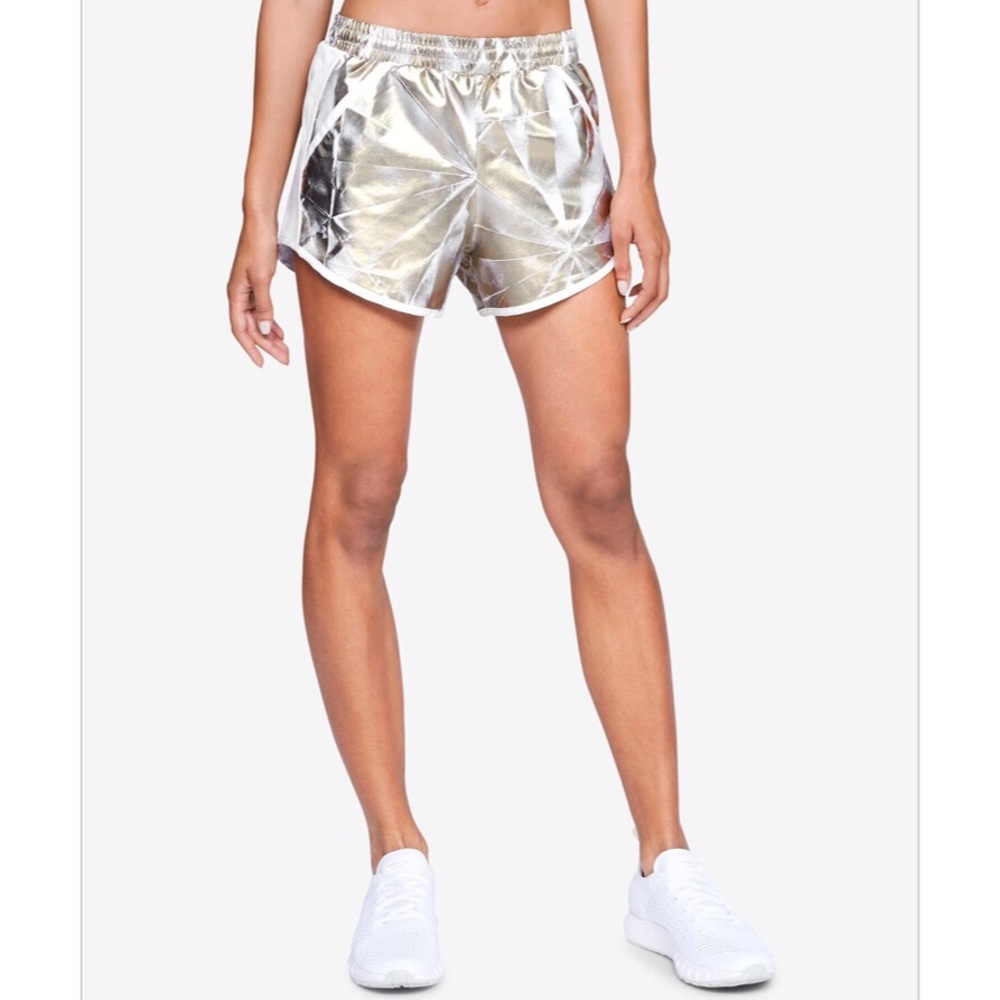 New Gold Metallic Under Armor Running Shorts